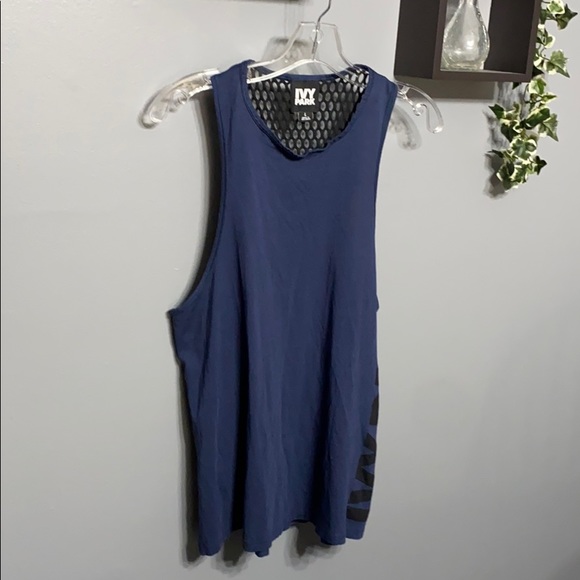 COPY - Ivy Park Mesh Back Logo Muscle Tee in Rainstorm L - Picture 2 of 9